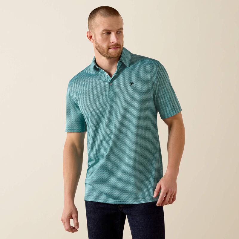 Teal checkered polo shirt