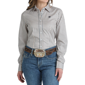 Cinch Ladies Multi Stripe Print Button Down Shirt
