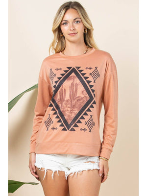 Western Cactus Graphic Sweatshirt