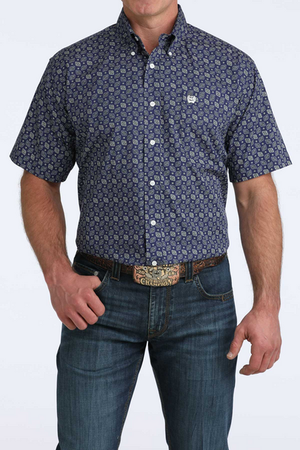 Mens blue short sleeve shirt.