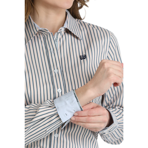 Cinch Ladies Multi Stripe Print Button Down Shirt