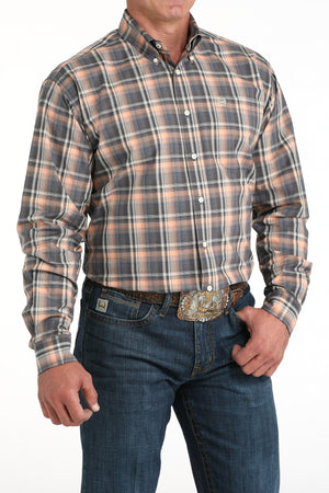 Men's Plaid Print Button-Down Western Shirt