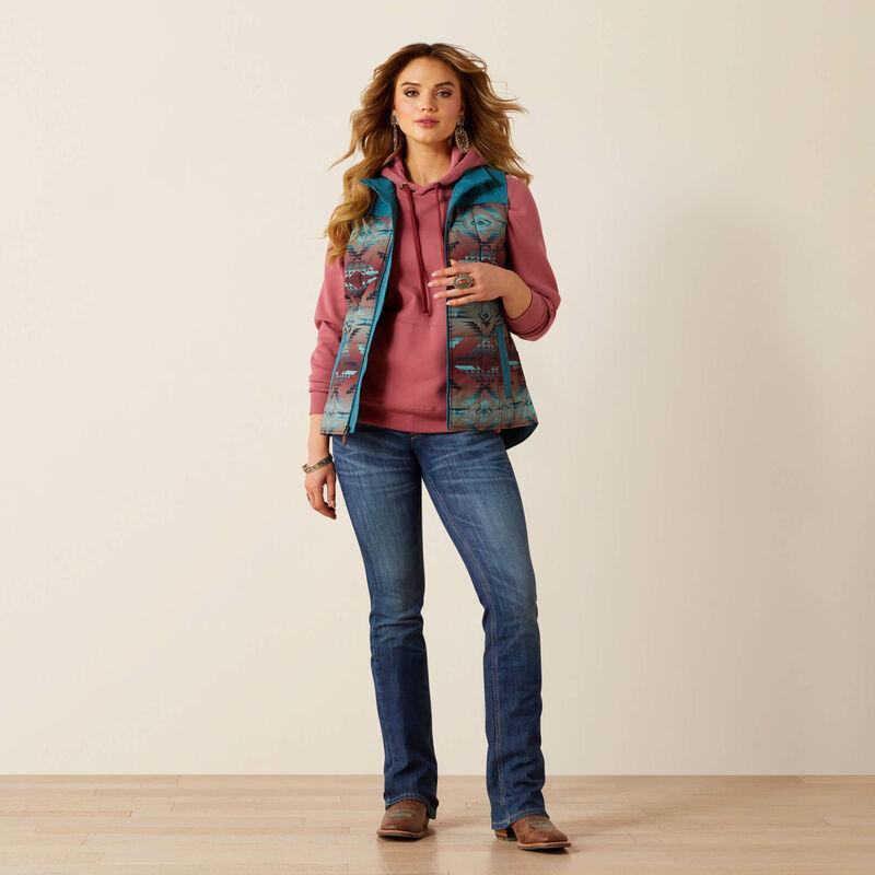 Multi colored turquoise vest with southwest pattern