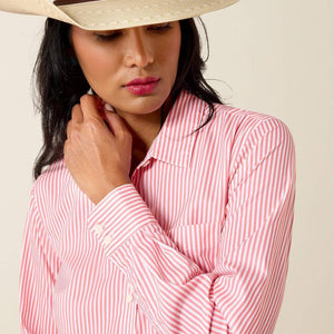 Ariat long sleeve button down shirt in coral