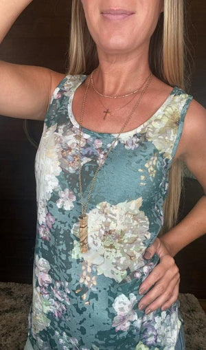 Korie Floral Print Burnout Sleeveless Top