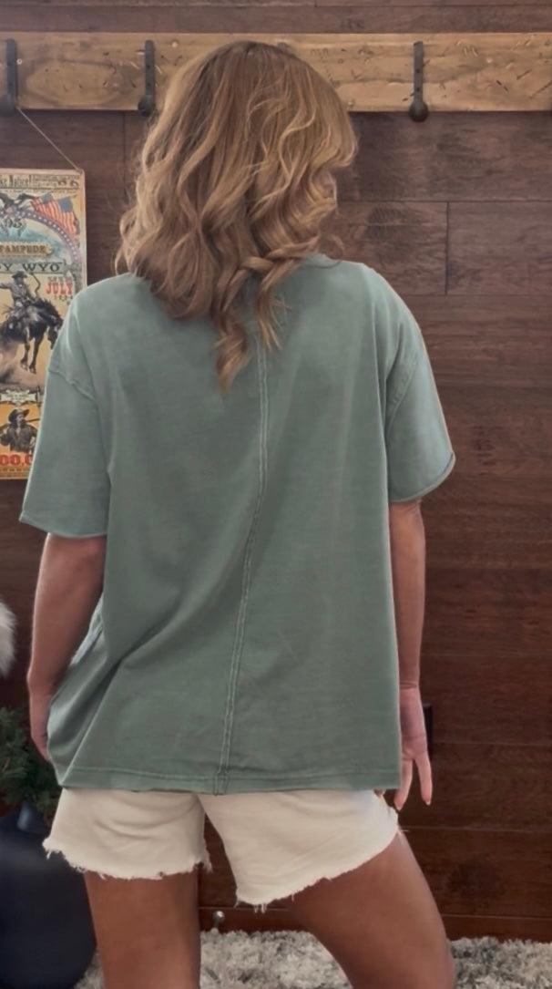 Sage Green short sleeve v neck 