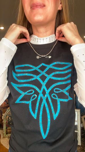 Western Turquoise Boot Stitch Graphic Tee