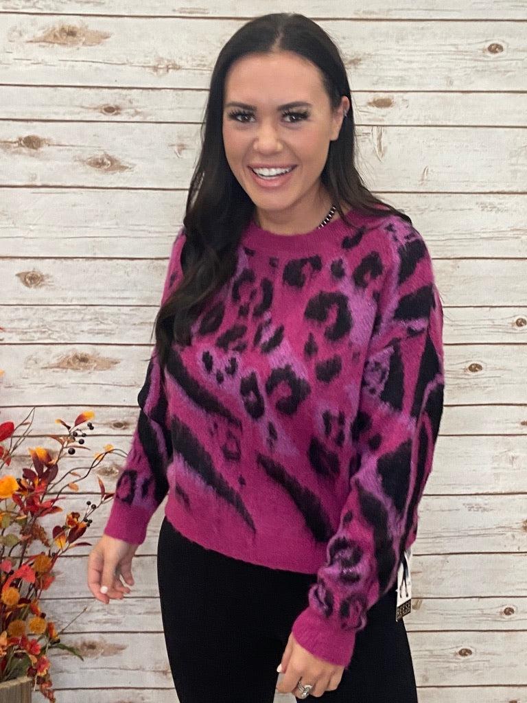MAGGIE ANIMAL PRINT CROPPED SWEATER