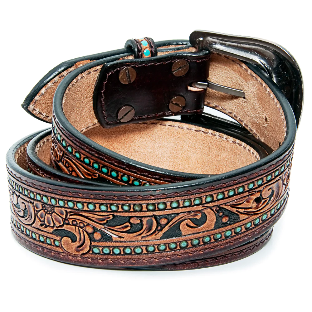 AMERICAN DARLING HAND TOOLED LEATHER BELT