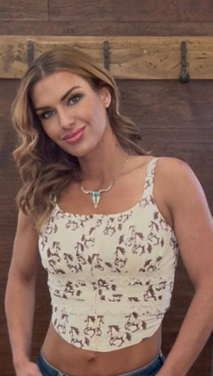 Horse print cropped tank top