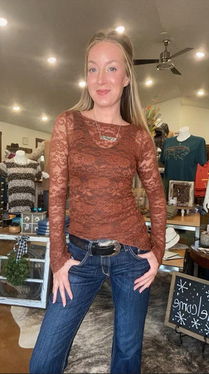 WHITNEY FLORAL LACE LONG SLEEVE TOP