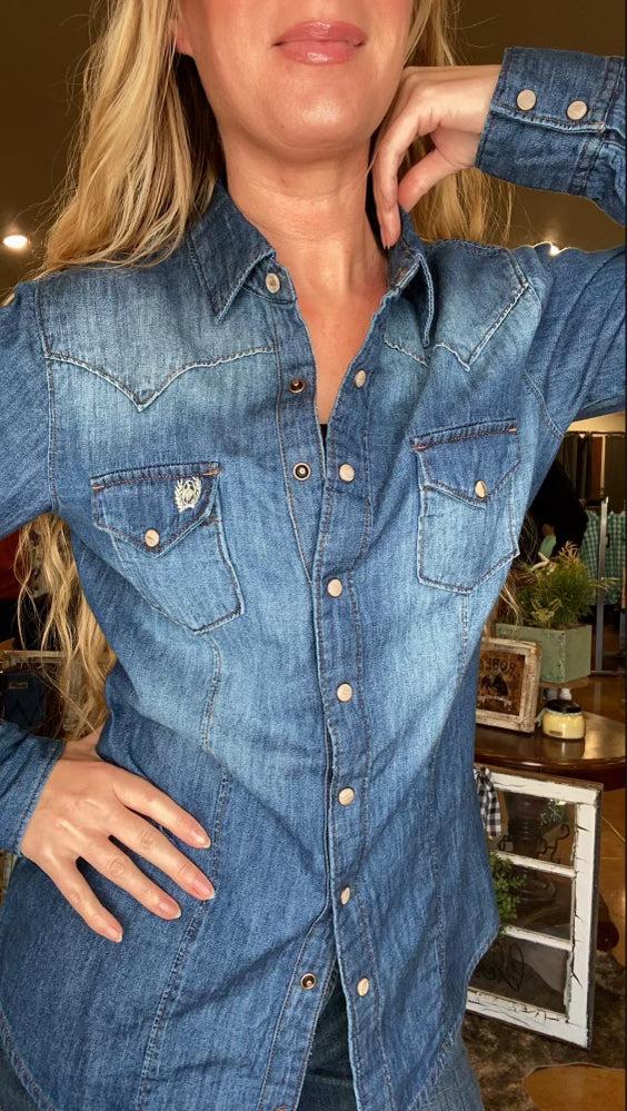 
Women's Long Sleeve Denim Shirt