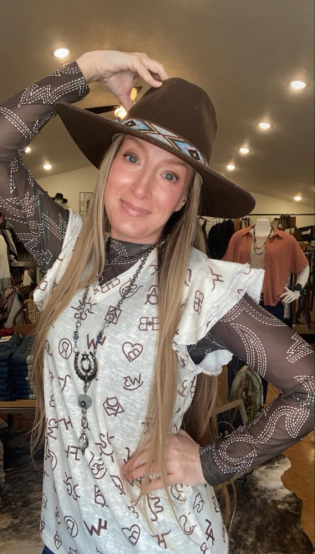 Branded Ruffled Sleeve Blouse