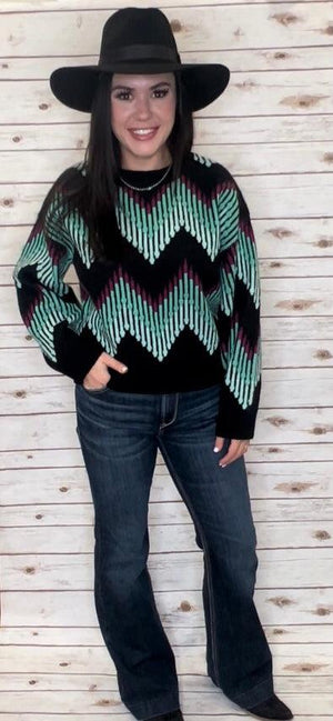 KNITTED SWEATER WITH CHEVRON PATTERN