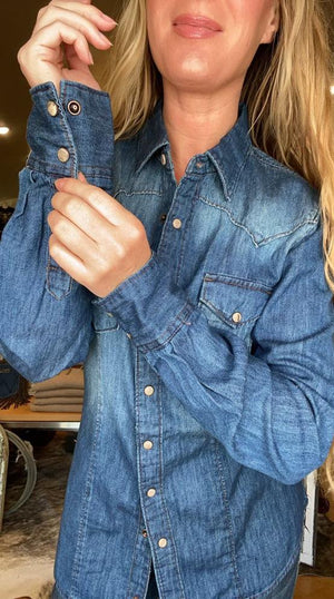 Women's Long Sleeve Denim Shirt