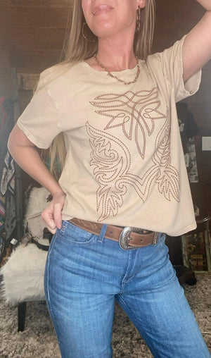 Cowboy Boots Toe Stitched Mineral Graphic Top
