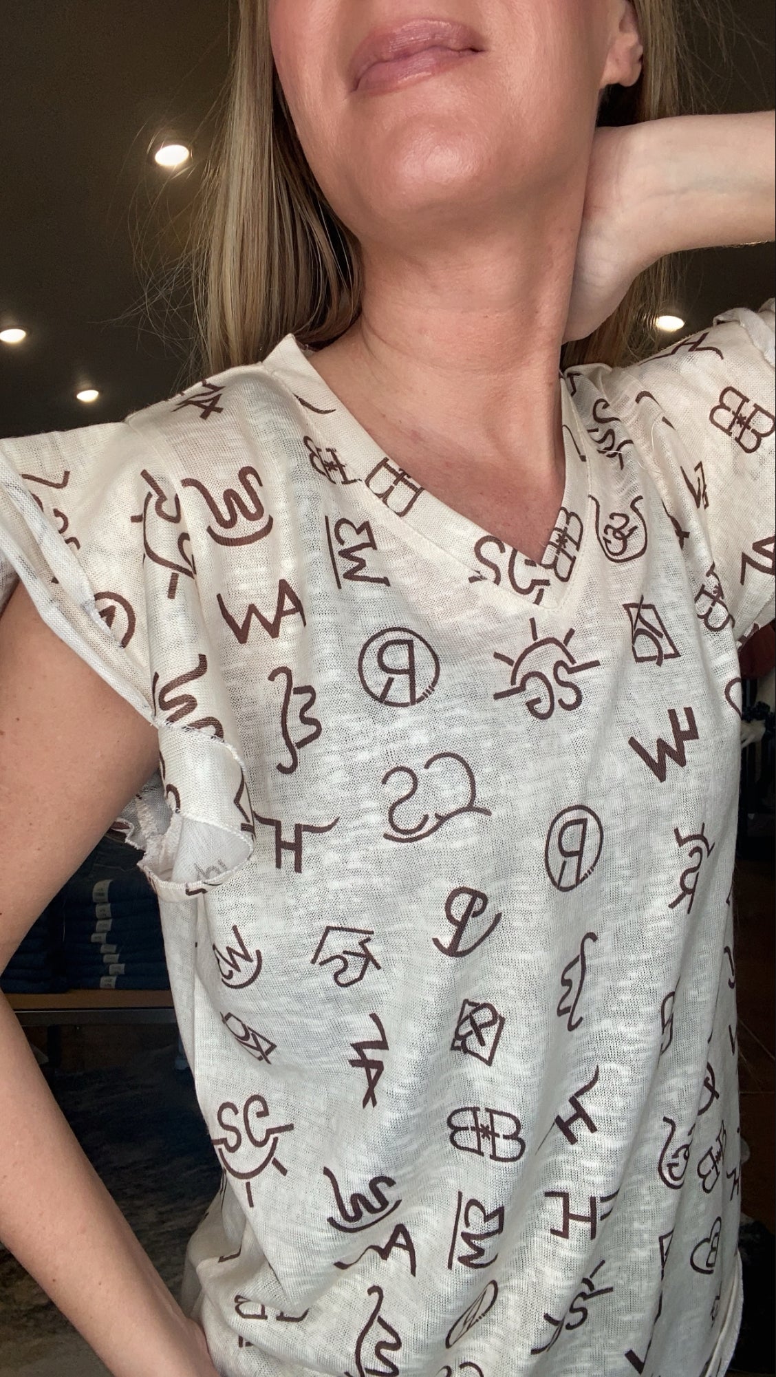 Branded Ruffled Sleeve Blouse