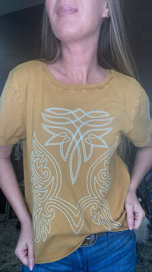 Cowboy Boots Toe Stitched Graphic Top