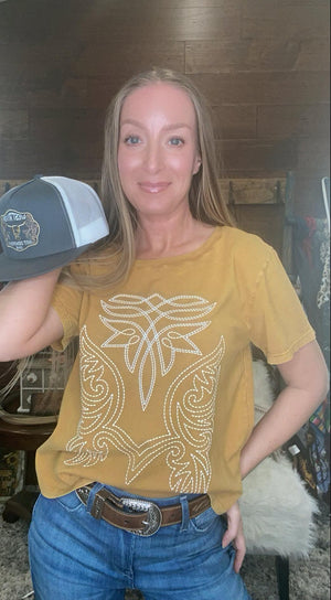 Cowboy Boots Toe Stitched Graphic Top