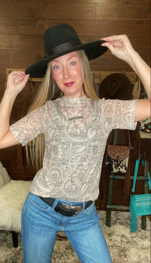 COUNTRY TOOLED MESH TOP