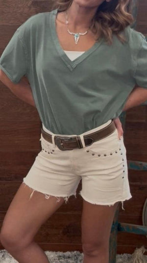 Sage Green short sleeve v neck 