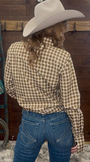 Pearl Snap Gingham Long Sleeve Shirt