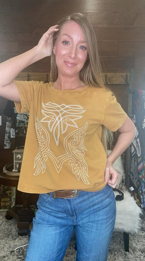 Cowboy Boots Toe Stitched Graphic Top