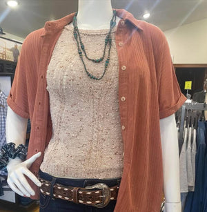 Burn Out Button Down Knit Shirt