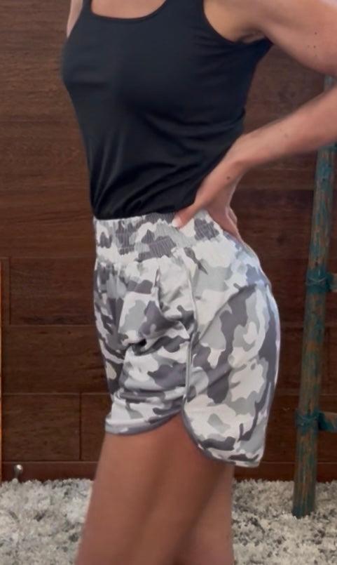 Camo Print High Rise Shorts