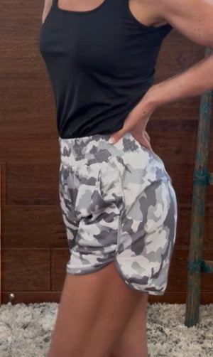 Camo Print High Rise Shorts