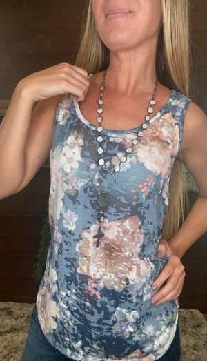 Korie Floral Print Burnout Sleeveless Top