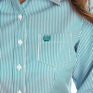 Cinch Women's Long Sleeve Stripe Button Down Shirt - Teal