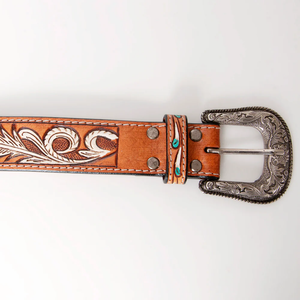 AMERICAN DARLING FEATHER TOOLED LEATHER BELT