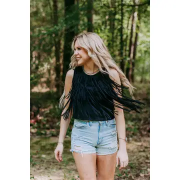 Suede Fringe Top