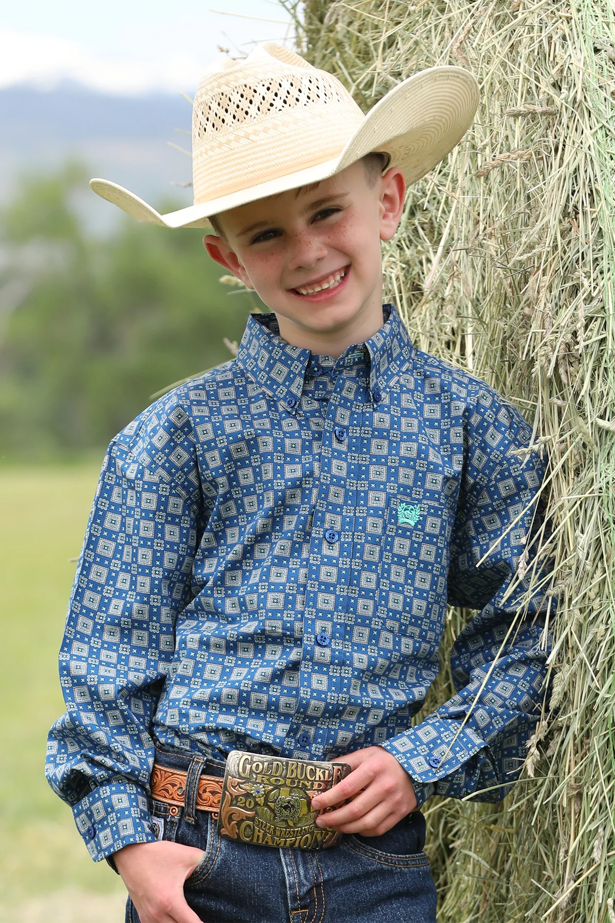 Cinch Boys' Long Sleeve Button down Western Shirt
