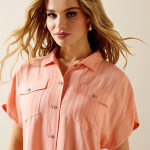 PEACH SHORT SLEEVE BLOUSE
