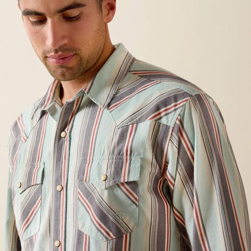 Long sleeve snap down striped western shirt