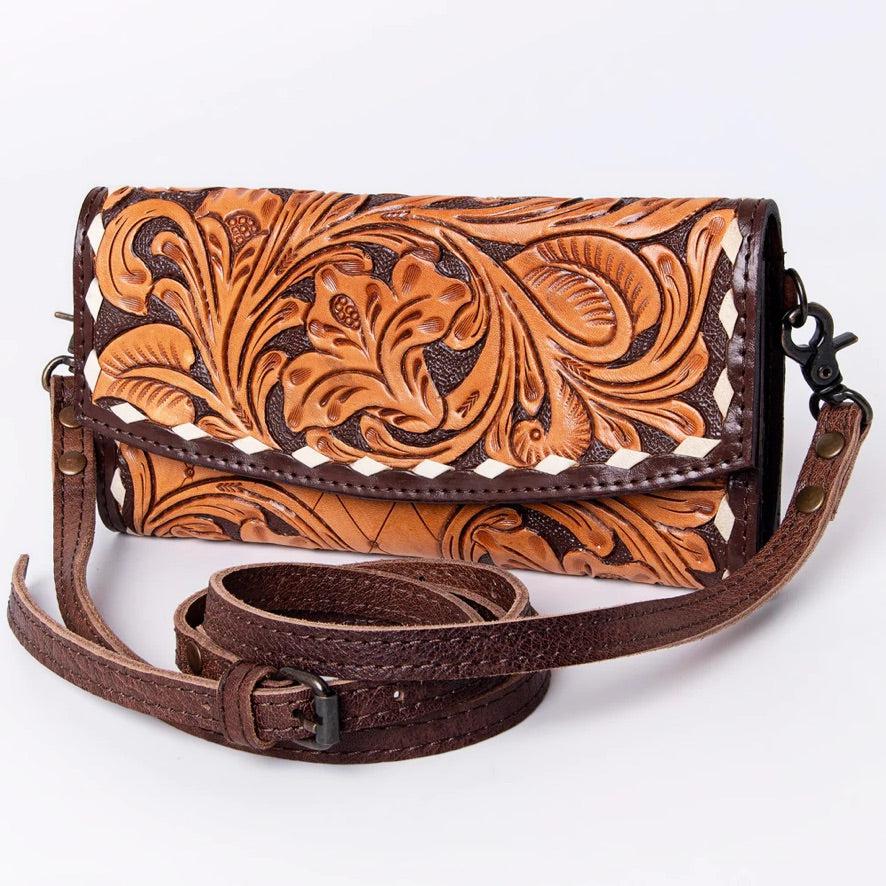 American Darling Tooled Leather & Buck Stitch Wallet – Western