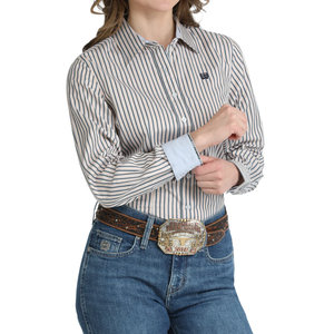 Cinch Ladies Multi Stripe Print Button Down Shirt