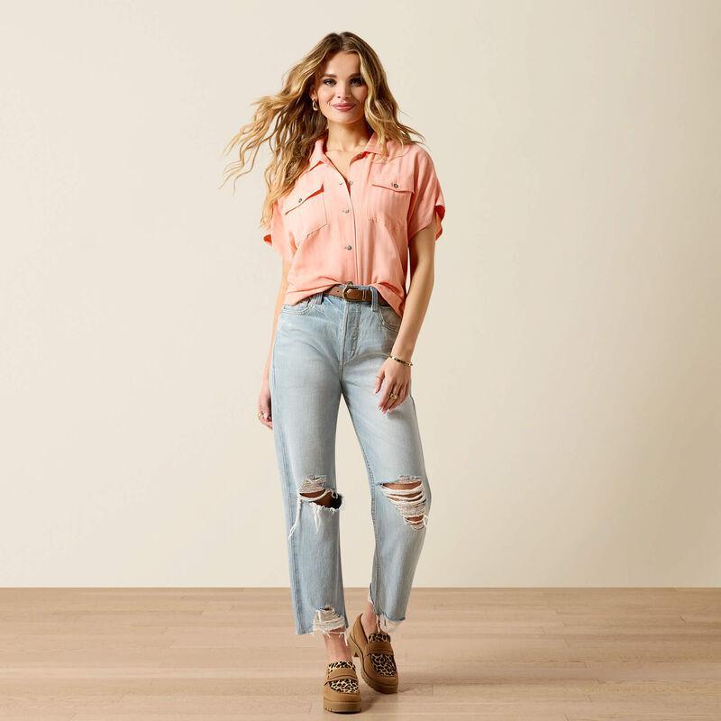 PEACH SHORT SLEEVE BLOUSE