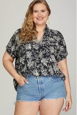 CASSIE DROP SHOULDER PRINTED TOP