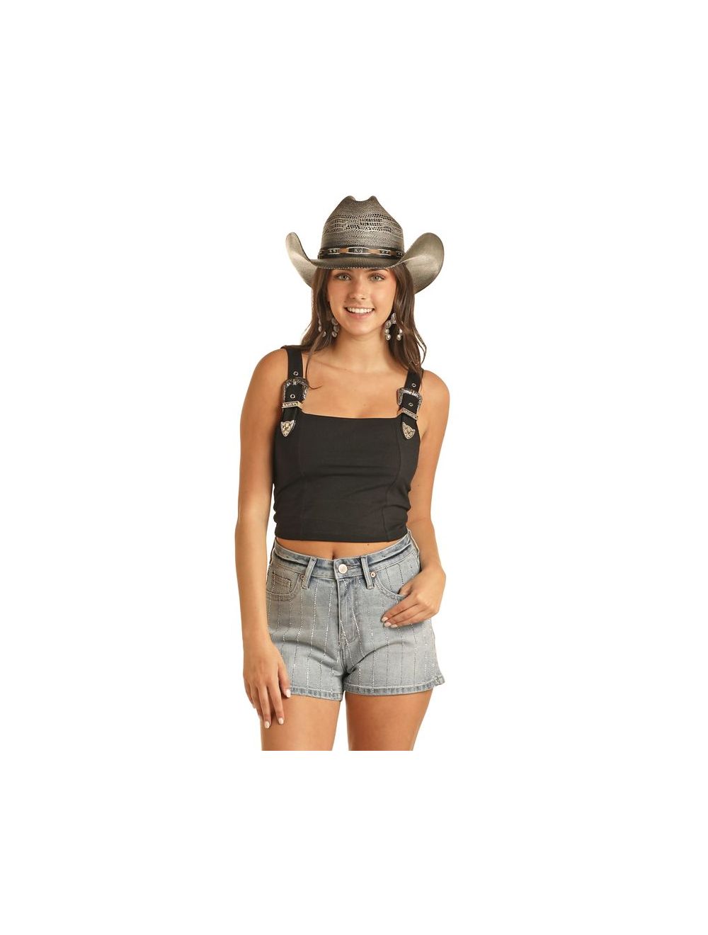 Rock & Roll Denim Women's Square Neck Crop Tee