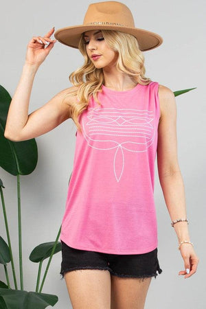 Kristen Boot Stitch Graphic Sleeveless Top