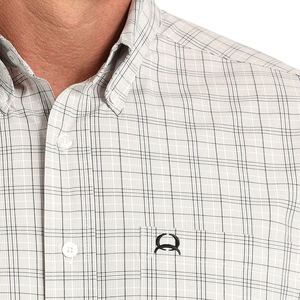 Cinch Men's White Plaid ArenaFlex Long Sleeve Button Shirt