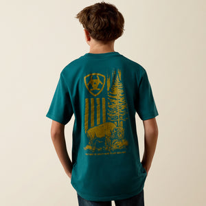 Boys Ariat Bison Wander Flag T-Shirt