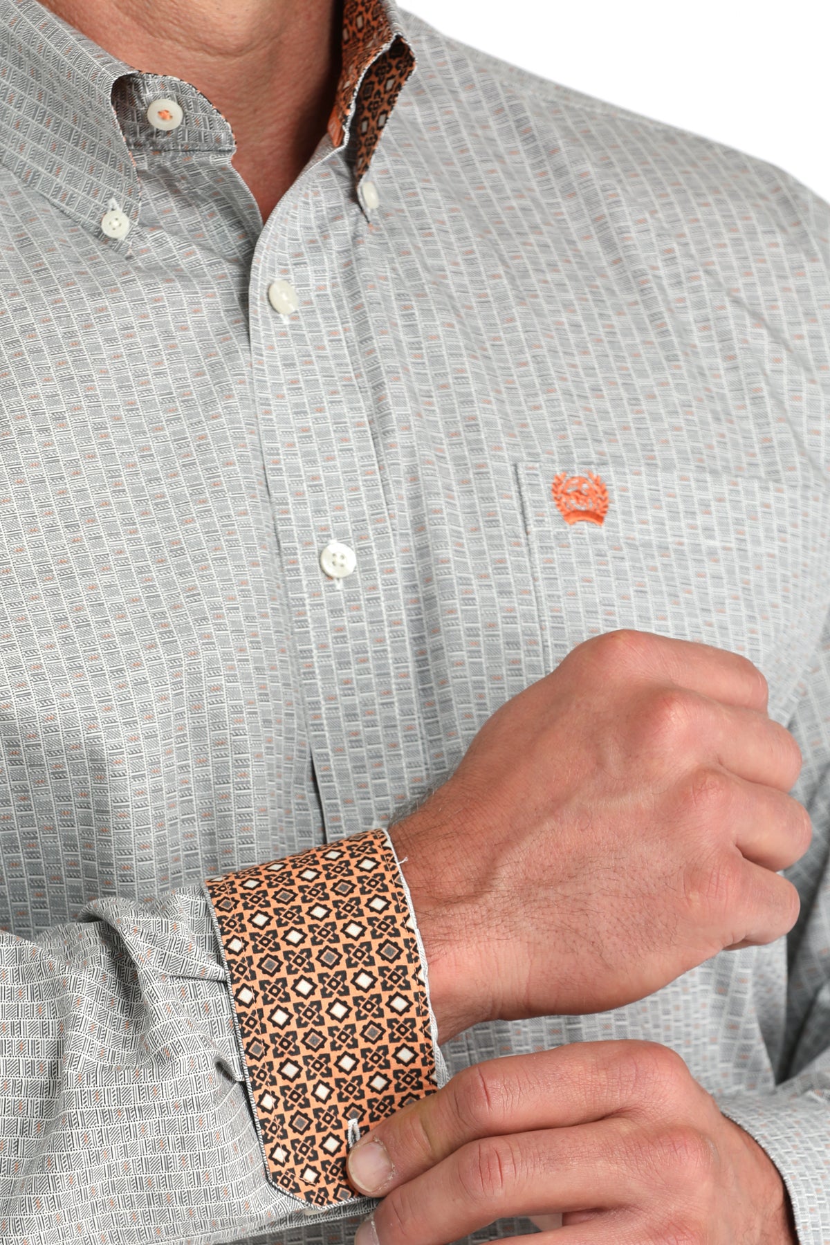 Cinch Men's Long Sleeve Print Button Down Shirt