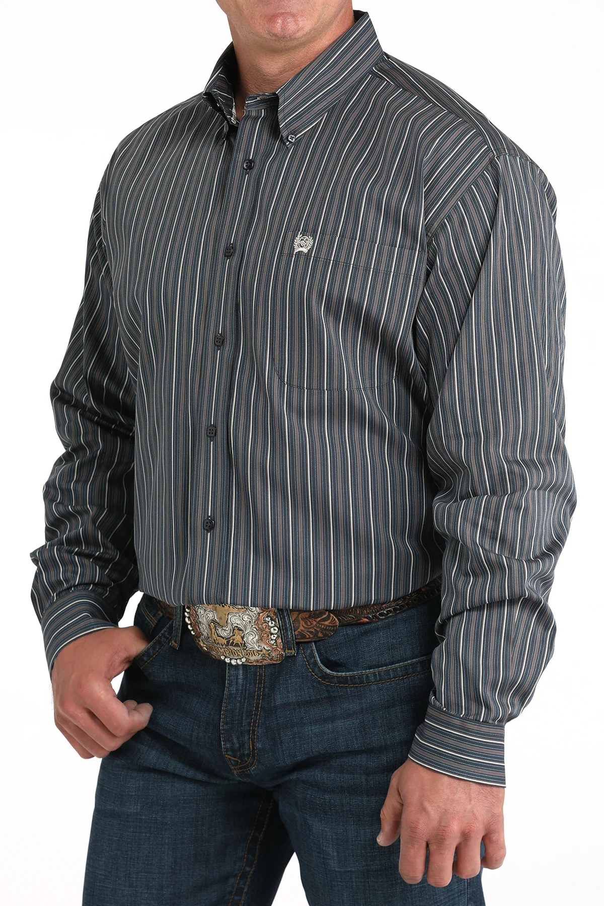 Cinch Men's Charcoal Striped Western Shirt