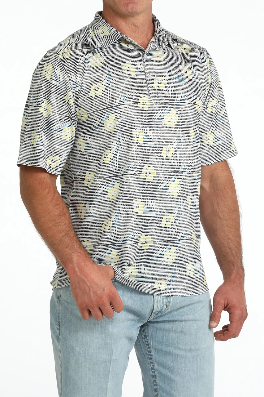 Cinch Men's Arena Flex Hawaiian Print Polo