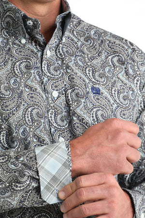 Cinch brand mens long sleeve paisley button op shirt
