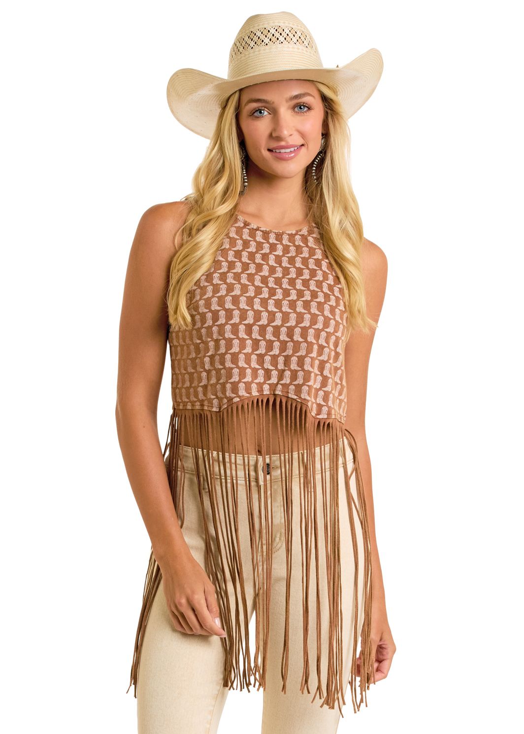 Boot Print Fringe Top